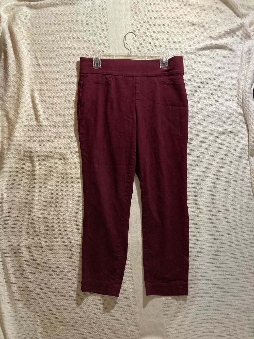 Maroon Remi Slim Straight Cropped Office Preppy Fall Pants